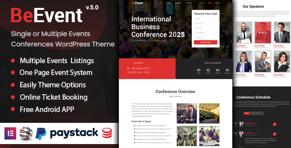 BeEvent - Single or Multi Events & Conferences WordPress Theme