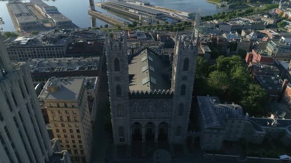 Aerial shot of Notre-Dame Basilica, Montreal