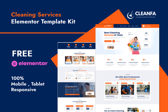 Cleanfa - Cleaning Services Elementor Template Kit