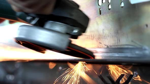 Sparks From Grinder at Workshop