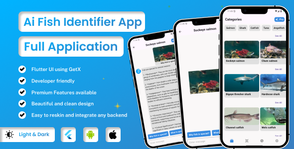 AI Fish Indetifier | Flutter Android/iOS Full Application | Premium Plan