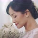 Beautiful Asian Bride In Wedding Dress With Flowers Bouquet, Slow Motion Shot. - VideoHive Item for Sale