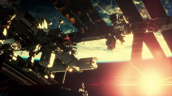 International Space Station in Outer Space Over the Planet Earth Orbit alt