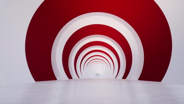 Red White Round Corridor Futuristic Concept Cyberspace Modern Architecture Building Future