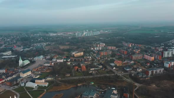 Dobele Medieval Castle the Town of Dobele on the West Bank of the River Berze. Latvia Aerial Dron 4K