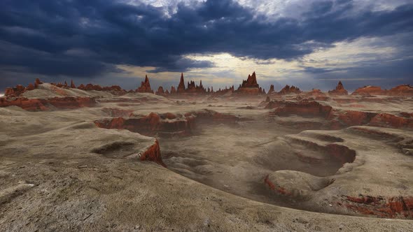 Dark Atmosphere, Mountains And Canyons Of The Planet