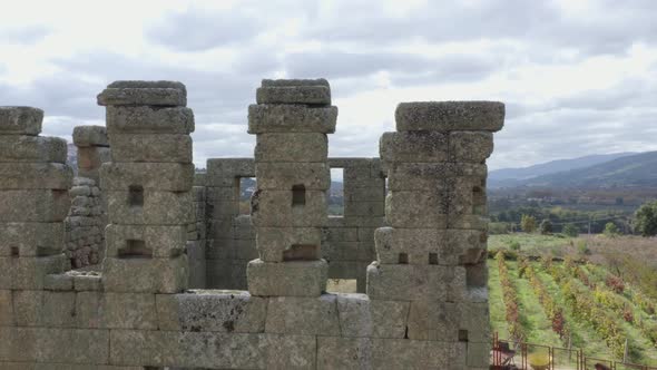 Centum Cellas mysterious ancient tower drone aerial view in Belmonte, Portugal