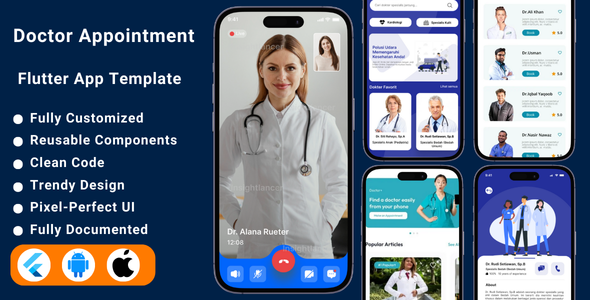 Flutter Doctor Appointment Booking Mobile App Template | Medical Clinics & Live Consultation App