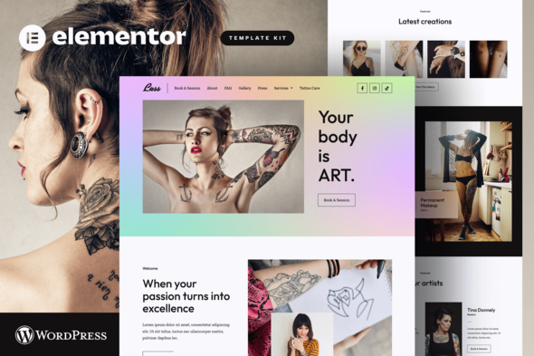 Lass - Tattoo Artist & Piercing Studio Elementor Template Kit