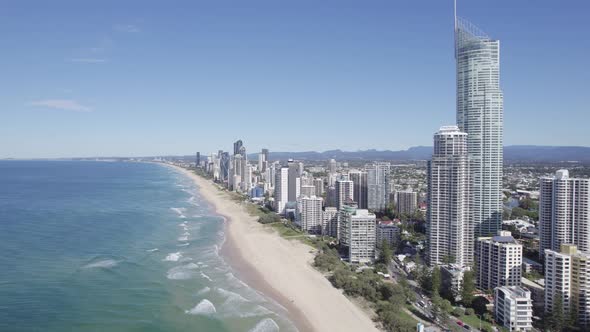 Tallest Building Of Q1 Skyscraper In Surfers Paradise, Gold Coast, Queensland, Australia. Aerial Dro