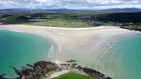 Aerial View of Narin Beach By Portnoo and Inishkeel Island in County Donegal