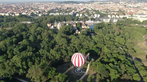 Aerial view of City Park (Varosliget) in Budapest, Hungary