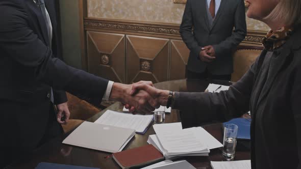 Business Partners Shaking Hands in Law Firm