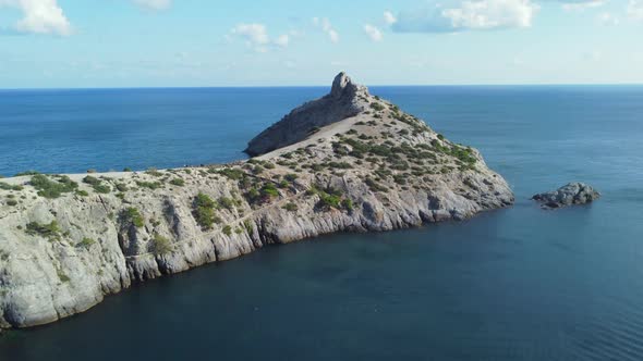 Aerial Footage Above Famous Paradise Bay in Crimea