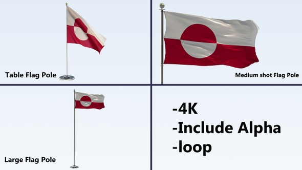 Greenland Republic Flag Pole Pack 4k-Loop