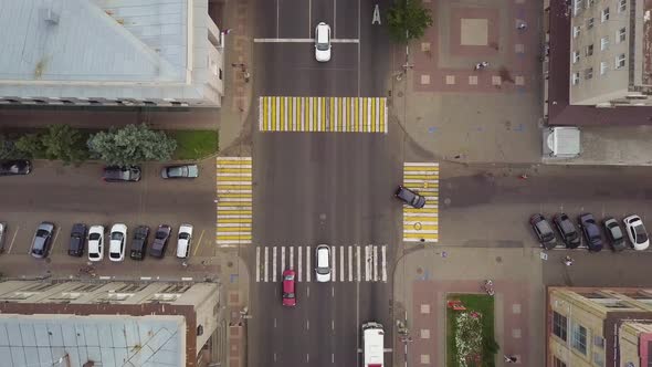 Aerial Footage With Crossroad in Ordinary City.