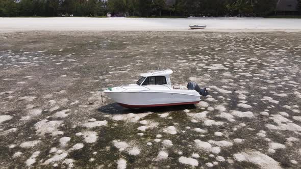 Shore of Zanzibar Island Tanzania at Low Tide Slow Motion