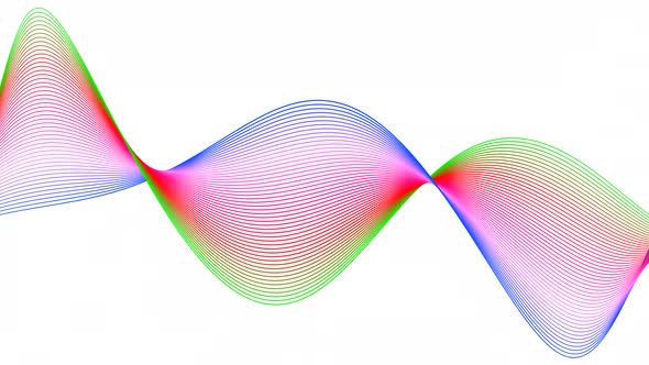 Blue Green Red Shape Line Wave Animated On White Background