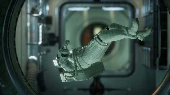 Astronaut Inside the Orbital Space Station alt