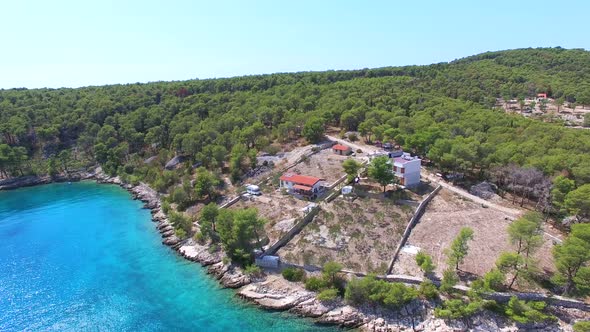 Aerial view of boat in sea