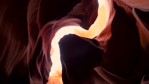 Antelope Canyon With Wavy And Smooth Stone Walls Of Orange Color Turn In Place