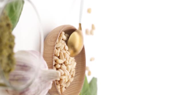 Vertical video: Seeds near olive oil