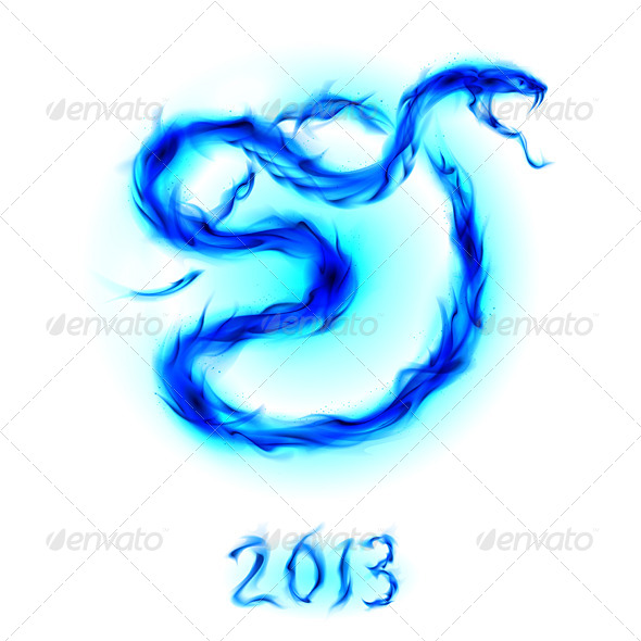Snake made from Blue Flames