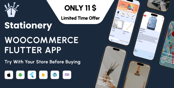 Stationary -Woocommerce Stationary Estore Full Flutter Application Plugins