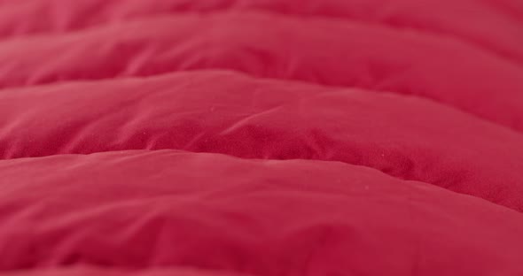 Red Stitched Fabric Closeup