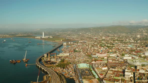 Modern City of Cebu with Skyscrapers and Buildings, Philippines