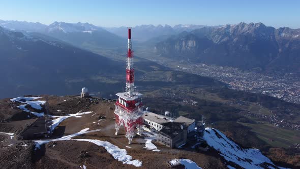 Pullback Aerial Shot of Patscherkofel Mountain Station in Innsbruck.