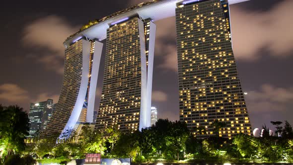 Marina Bay Sands Night Cloudy Time-lapse