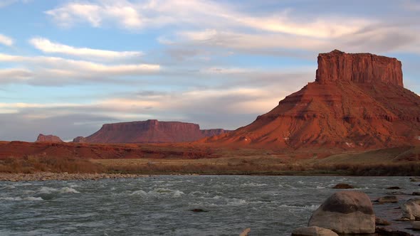 Old west landscape at sunset looking over the Colorado river