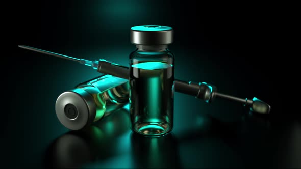 Pharmacological Medicine Bottles and Equipment Syringe with Needle From Viral Disease