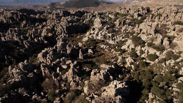 Nature reserve in the Sierra del Torcal mountain with amazing rock formations