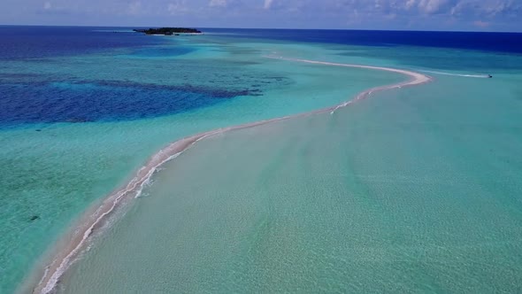 Aerial drone abstract of tropical seashore beach wildlife by sea with sand background