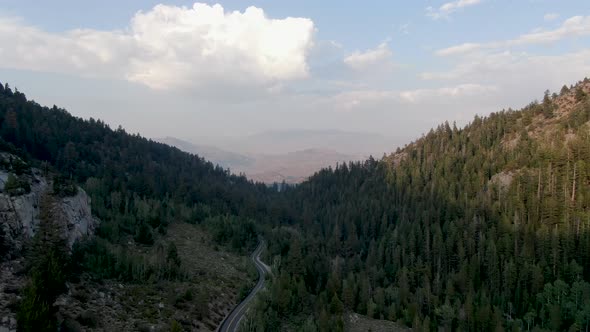 Road in the Mountains in Stanislaus National Forest, California, United States of America. 