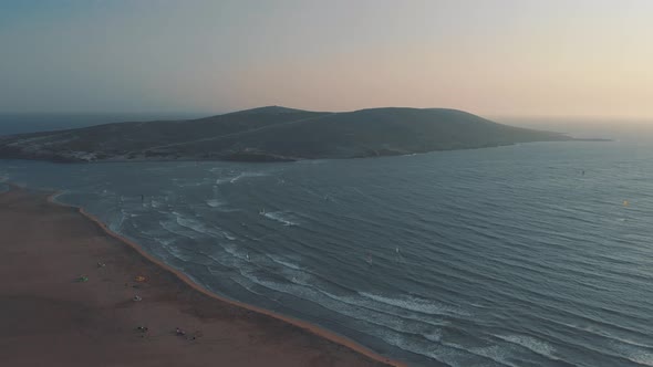 Aerial shot of Prassonissi beach, Rhodes Greek island in Grece