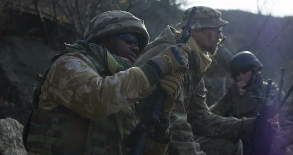 Soldier Taking a Break and Smoking