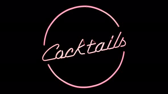 Isolated Neon Cocktails Sign