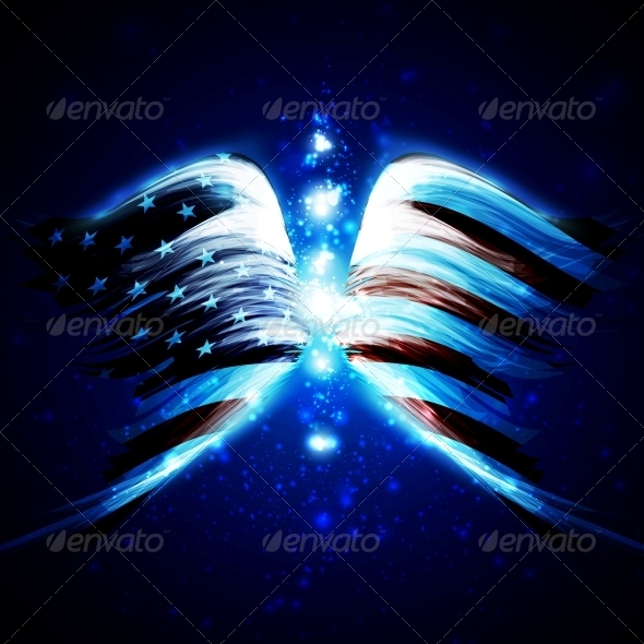 Angel Wings with American Flag