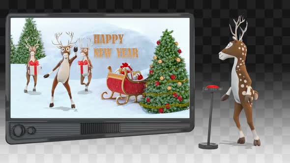 Deer Stands And Presents On The Screen