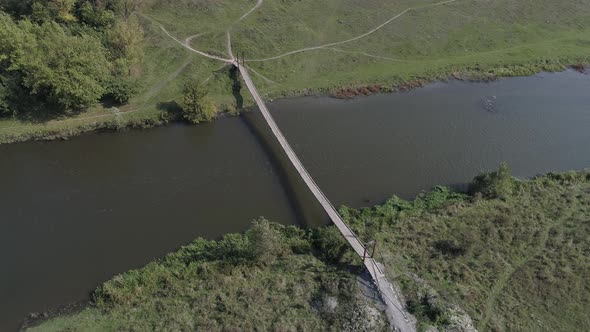 Aerial of a bridge over a river