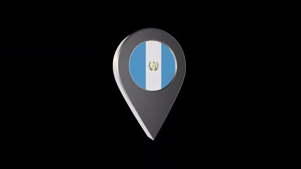 3d Animation Map Navigation Pointer With Guatemala Flag With Alpha Channel  - 2K