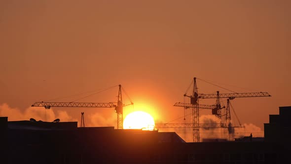 Construction Site at Orange Sunset