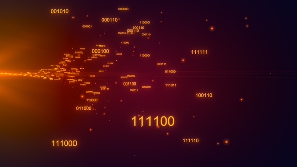 Binary Code Icons Flying Red Version