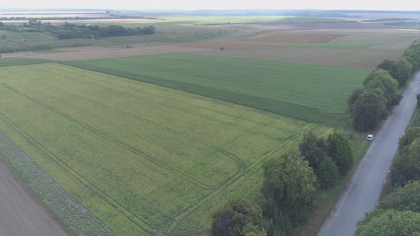 Aerial view of a agricultural lands