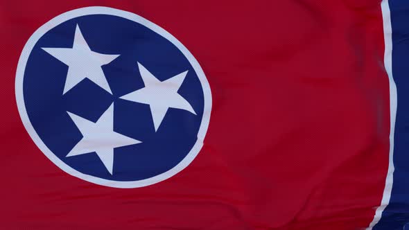 Flag of Tennessee State Region of the United States Waving at Wind