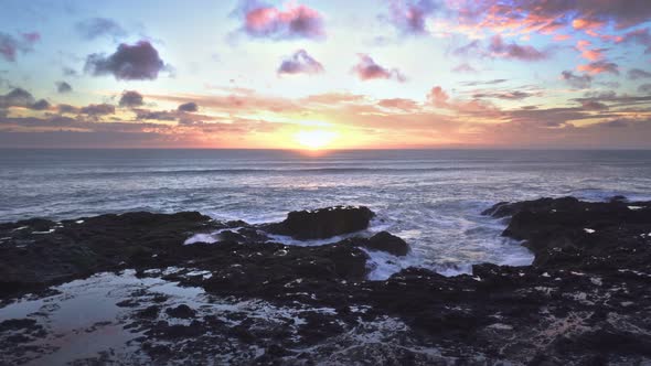 Epic Sunset Over Ocean Coast Zoom in