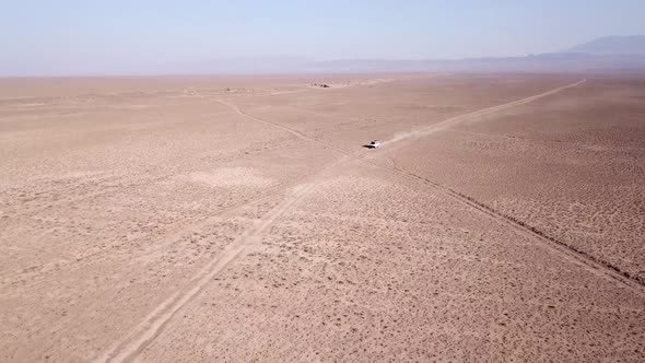 The Car Goes on the Road To the Steppe.